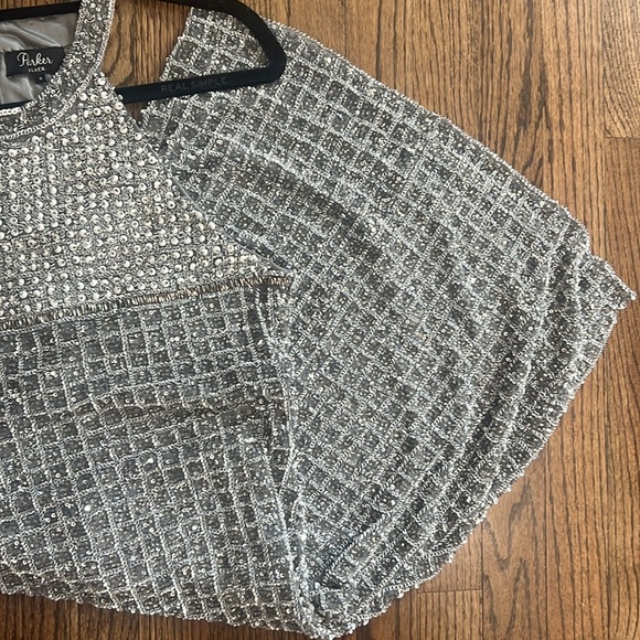 Parker Black Fully Embellished Silver Sequin Dress - Picture 2 of 12